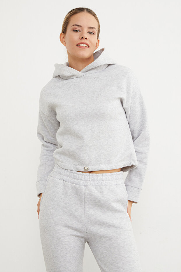3 Thread Basic Hooded Jogger Set with Waist Stopper - 4