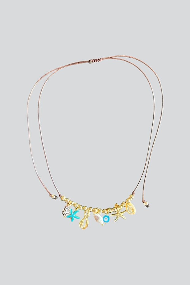 Çoklu Charmlı İp Kolye - 1