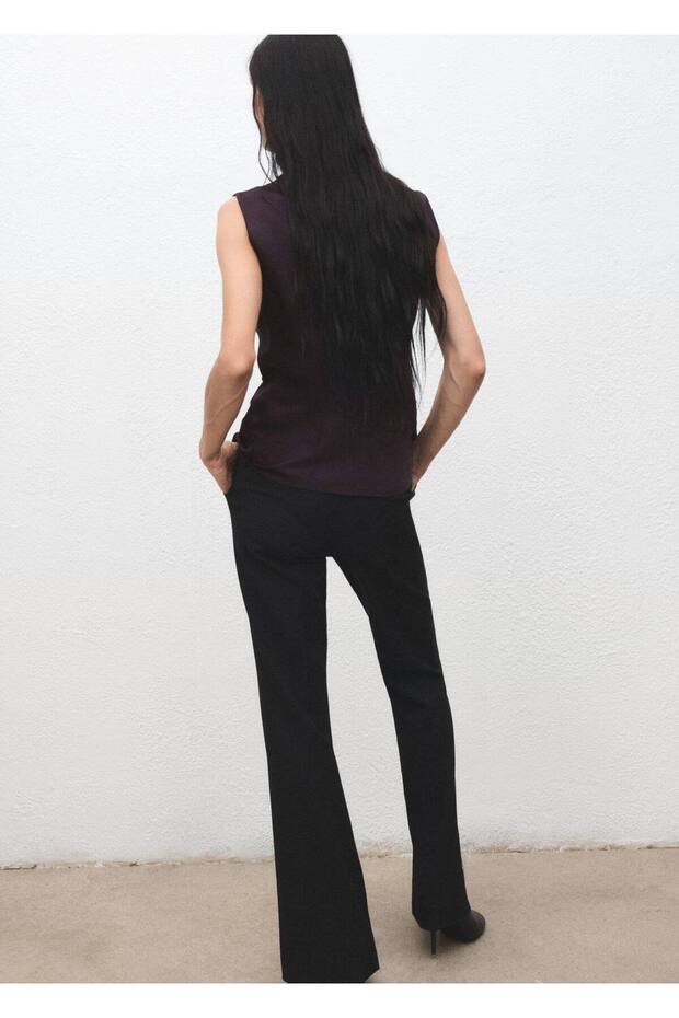 Drape yakalı saten bluz - 4