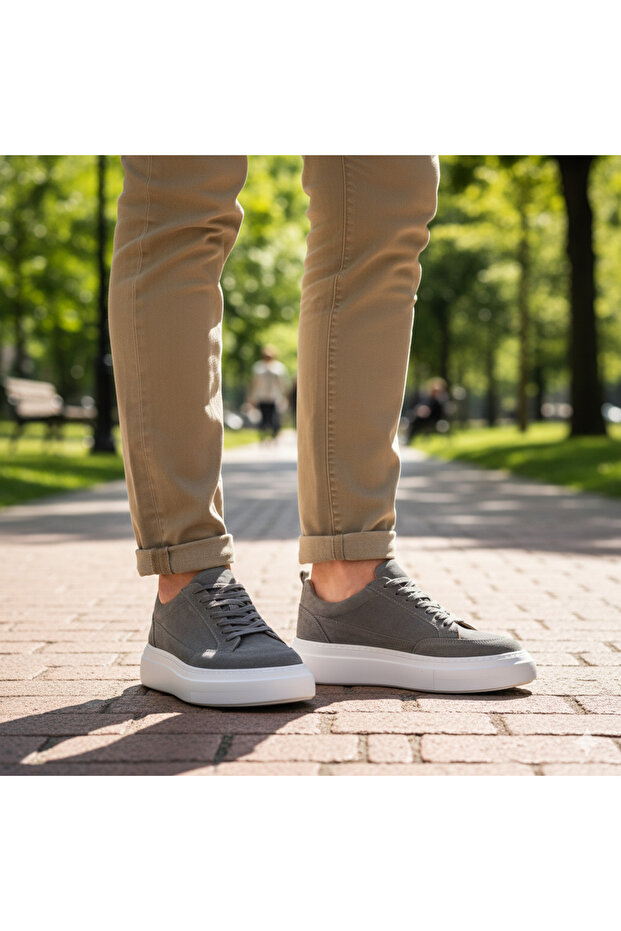 - Gray Suede Men's Casual Shoes 101-7051-E377