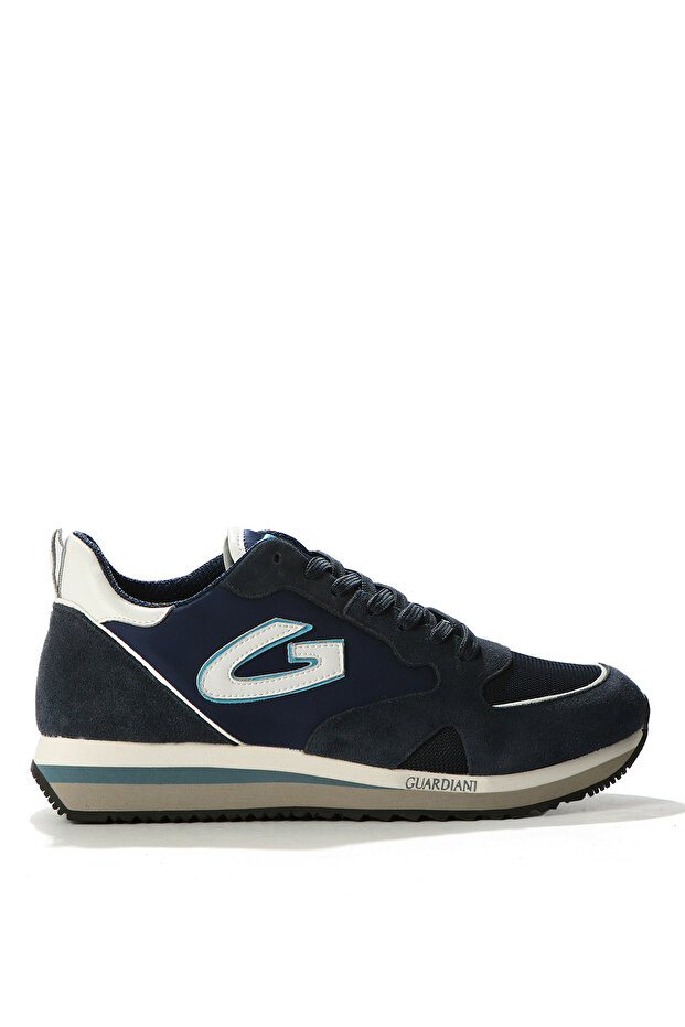 Men's Navy Blue Wen Thick Sole Lace-Up Suede Leather Sneaker G03M100033