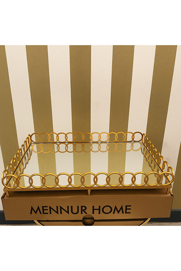 Presentation Tray with Mirror Ring Luxury Gold Presentation Tray