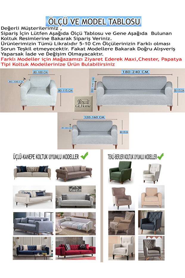 BABY FACE KUMAŞ ÇİFT KİŞİLİK KOMPLE GİYDİRME 2'Lİ KANEPE, BOHEM,PORTO, vb MODEL KOLTUK KILIFI - 3