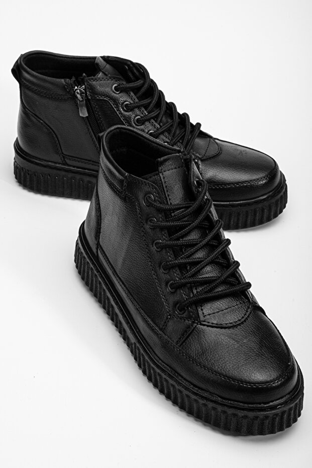Men's Black Boots Water & Cold Resistant Guaranteed Zippered Winter Boots