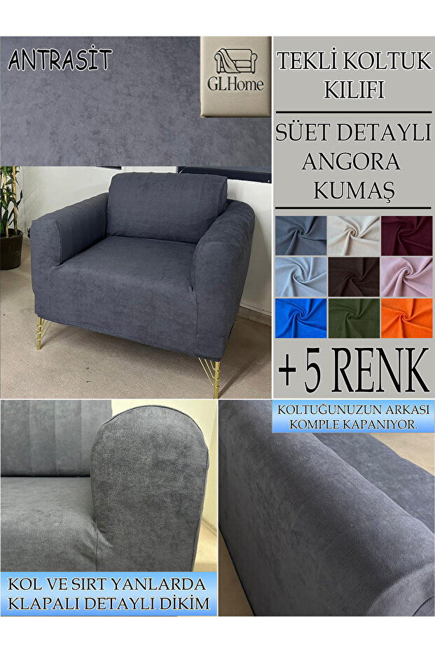 SÜET ŞÖNİL KUMAŞ TEKLİ KOMPLE GİYDİRME TEKLİ & BERJER , BOHEM, PORTO, vb MODEL KOLTUK KILIFI - 1