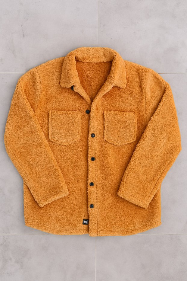 Unisex Milky Brown Plush Fleece Cardigan