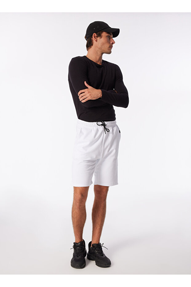 Normal Beyaz Erkek Sweat Şort KBQX BASIC S4_BASIC REGULAR FIT SWE