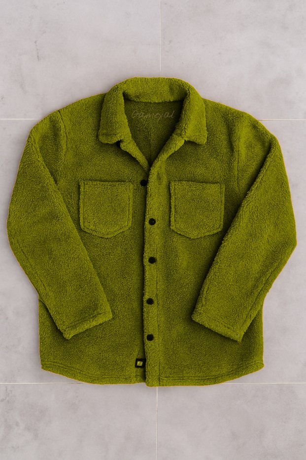 Unisex Khaki Plush Fleece Cardigan
