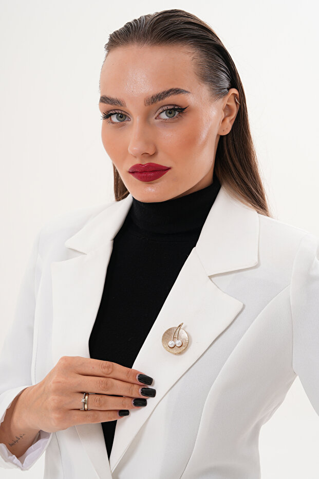 GOLD ZARİF ''CHERRY'' BROŞ - 3