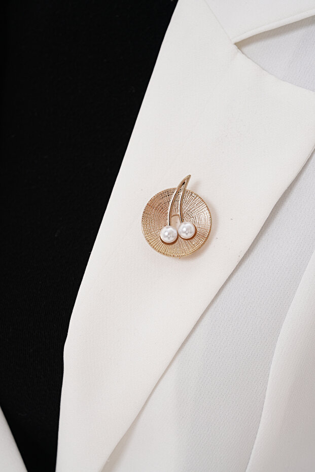 GOLD ZARİF ''CHERRY'' BROŞ - 2