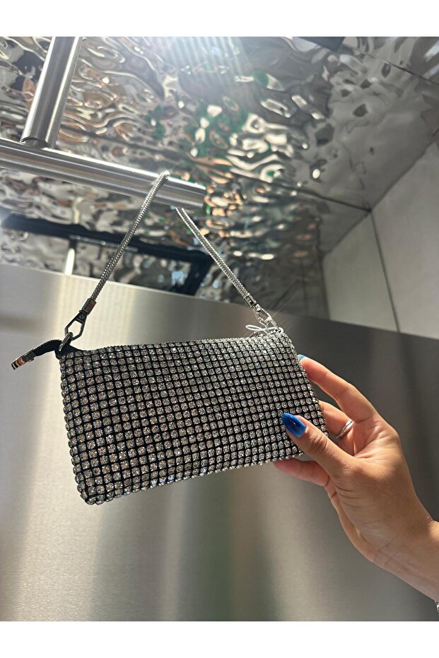 Women's Diamond Luxury Stone Black Evening Dress Clutch Night Wedding Bag