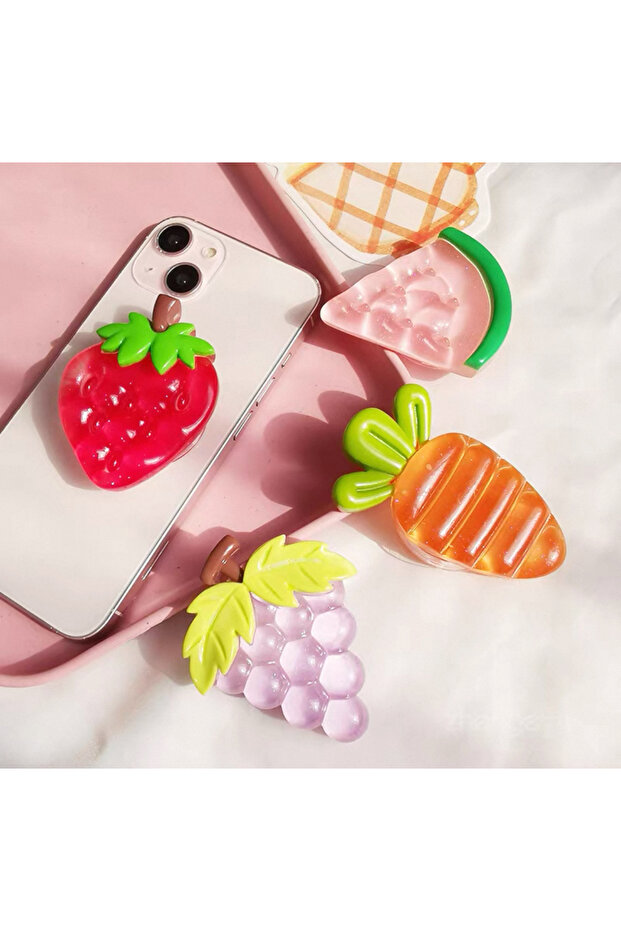Popsocket Yapışkan 3D Meyve ve Sebze Desenli Popsocket Telefon Standı ve Tutacağı - 4