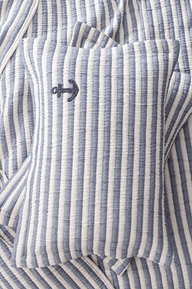 Yeni Sezon Quinquis Çift Kişilik Pamuklu Yatak Örtüsü - İndigo - İNDİGO - 5