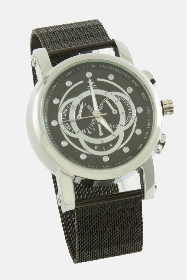 Ahes Shopping Men's Wristwatch with Wicker Metal Strap