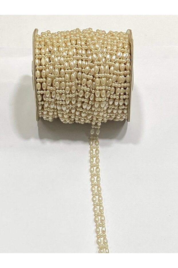 Strip Pearl / Double Row Barley Model Half Pearl Strip / 22 Meters Milky Coffee