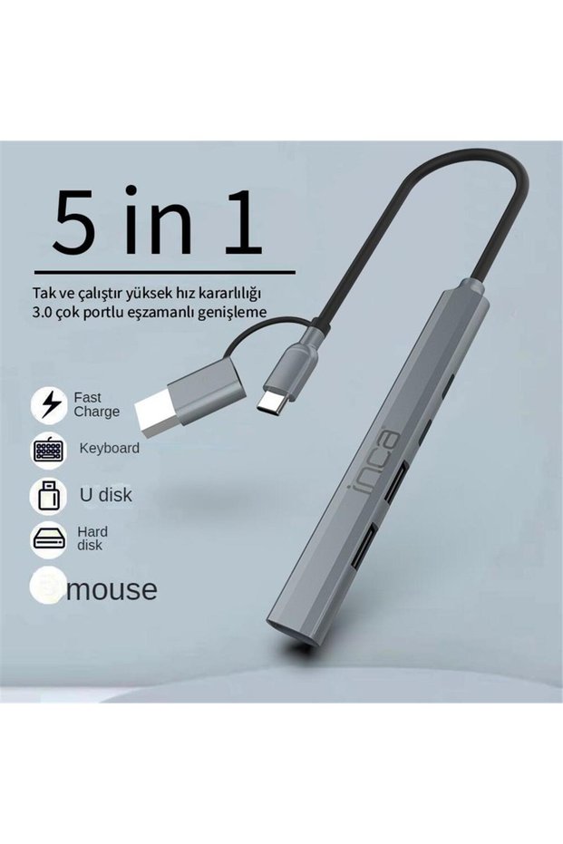 Inca iutp-06tx 5in1 usb 3.0 + 2xusb 2.0+type-c+pd 100w usb+type-c multiplier 3.0 with 5 gbps