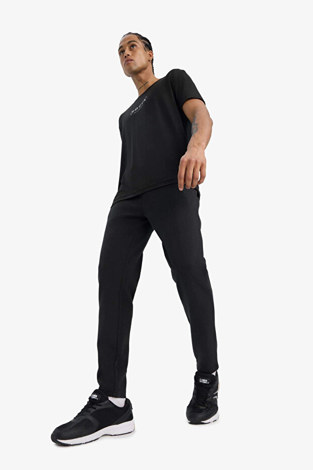 S3309 Black Defactofit Slim Fit Slim-Fit Zippered Standard Leg Jogger Sweatpants