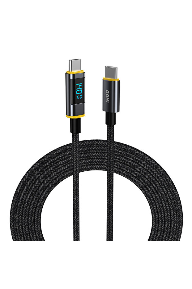 Magline Type-C to Type-C 1.2m PD 3.1 480Mbps 140W LED Ekranlı Naylon Örgülü Süper Hızlı Şarj/Da - 2