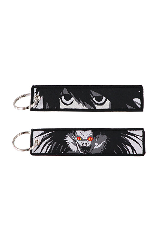 Japanese The Death Note Double Sided Embroidery Key Keychains Car Key Chains Keyring Accessories