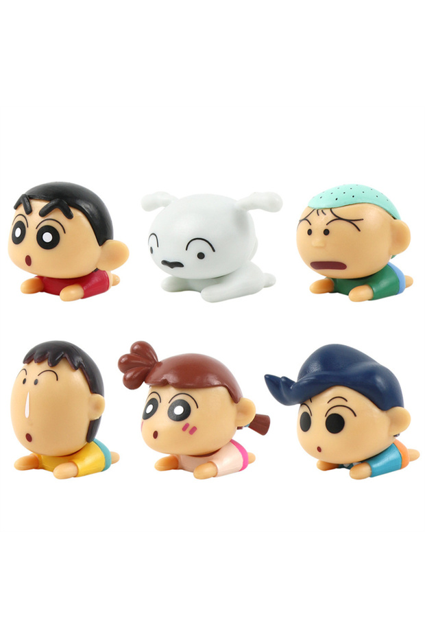 6Pcs 6Pcs/Set Crayon Shin Chan Kawaii Cartoon Figures Q Version Mini Action PVC Figurines Des