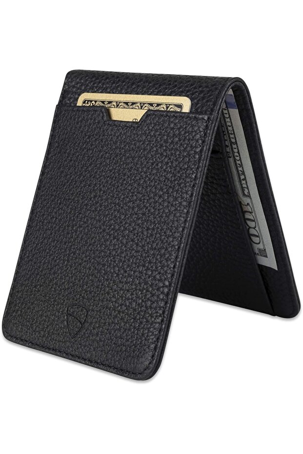 MANHATTAN Slim RFID Blocking Bifold Leather Wallet for Men - Minimalist Front Pocket Card