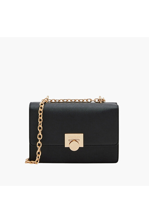 Solid Crossbody Bag with Chain Strap - 1