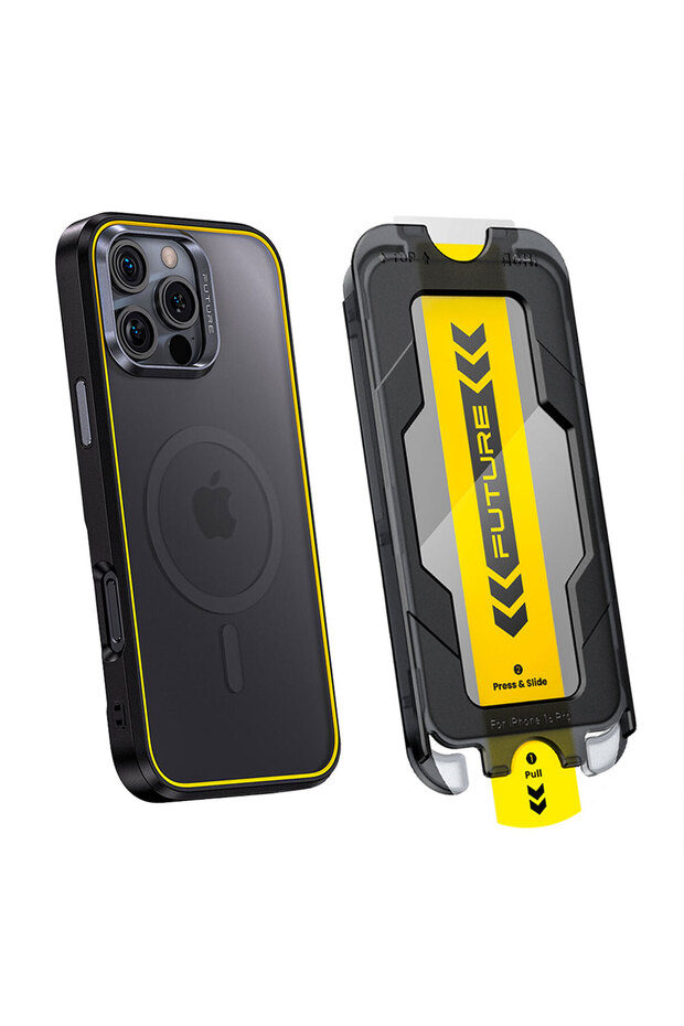 The Future iPhone 16 Pro Max Case Black, Full Coverage Shatterproof Tempered Glass Protection