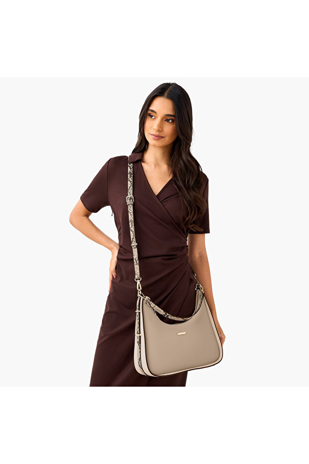 حقيبة كتف صلبة بحزام بطبعة حيوانية - 2