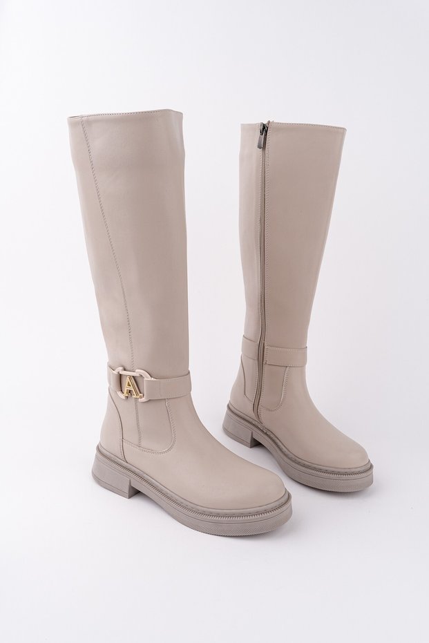 Aventra Women's Zippered Boots with Belt and Buckle Detail