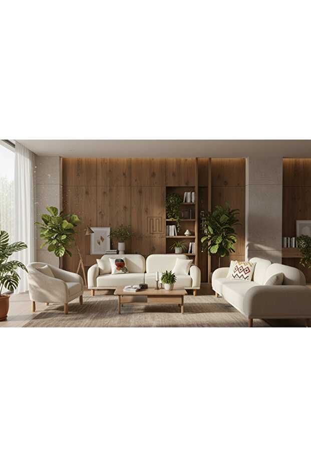 Bahreyn Bohem Model Koltuk Takımı 3+3+1 Bej Renk - 4