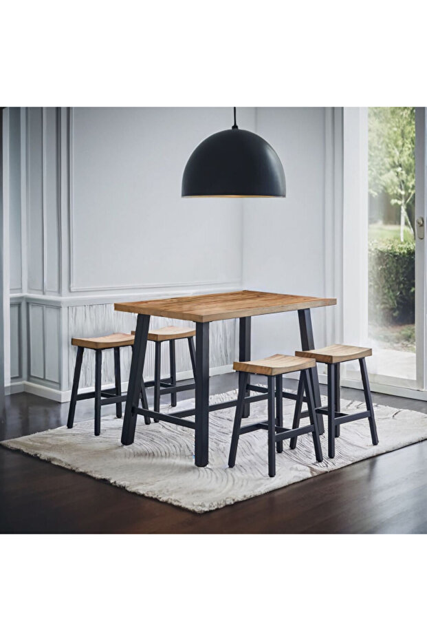 5-Piece Durable Construction Bar Table and Stool Set - 2