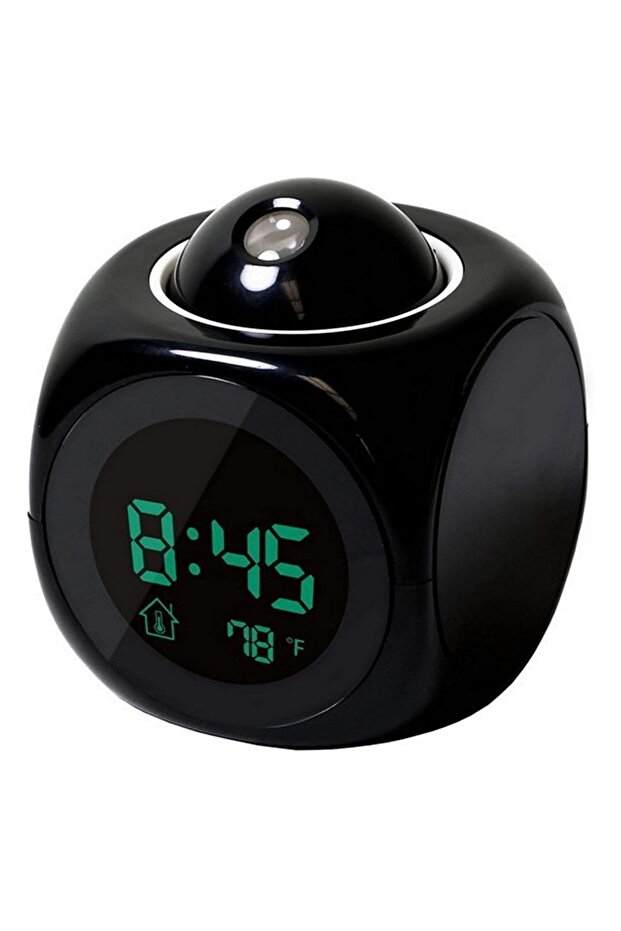 Digital alarm clock LCD display with temperature display in black - 3