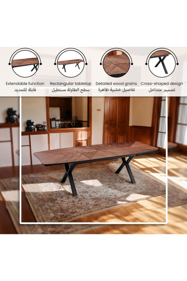 Modern Design Veneer Extension Rectangular Table - 4