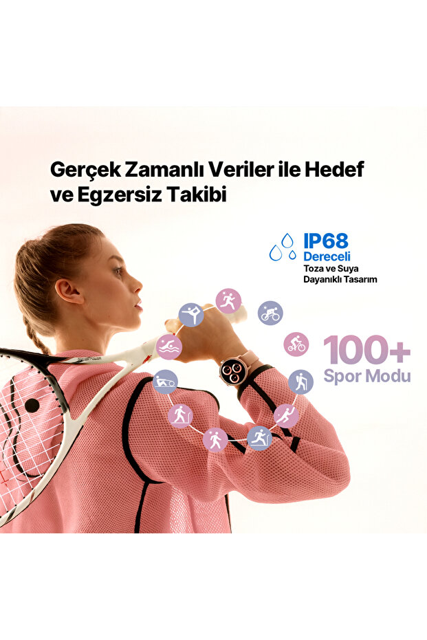 Tempus 44 Mm Yuvarlak Kasa Akıllı Saat Altın 2S11W - 6