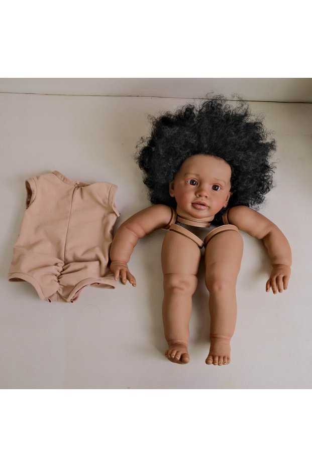 66CM WHITE NPK 26-inch Pippa Unfinished Reborn Doll Kit Dark Brown Skin Lifelike DIY Toy Doll Parts