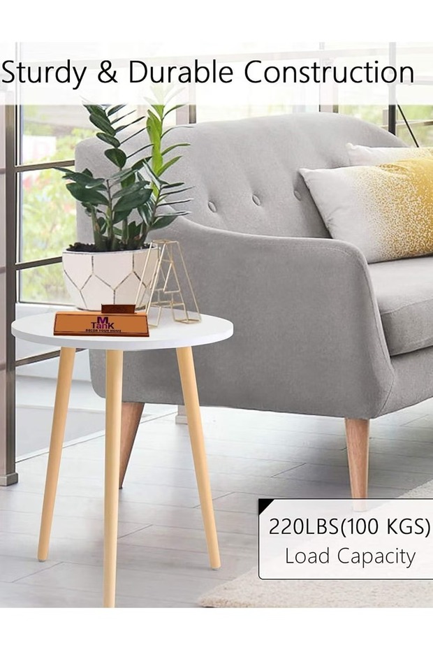 طاولة قهوة صغيرة دائرية باللون الأبيض - 5