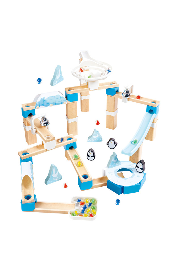Quadrilla Penguin Playland Marble Run Wooden Toys 112pcs