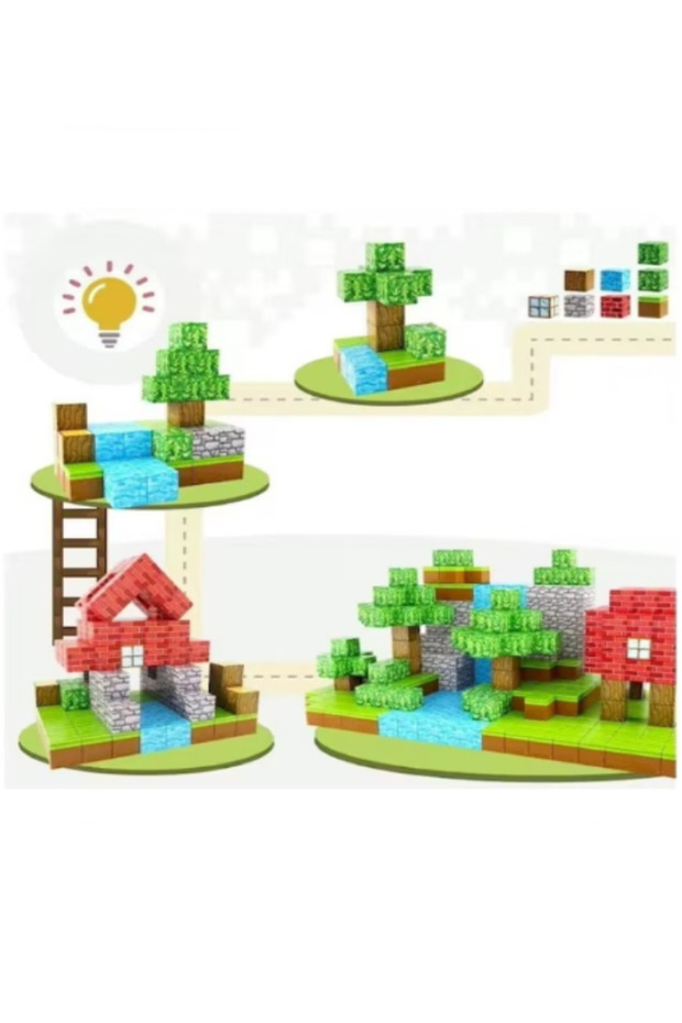Set magnetic de constructie, 128 piese Stone® - 2