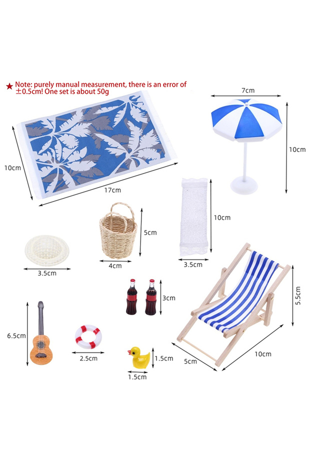 1Set 1 Set Mini Sunshade Umbrella Deckchairs Summer Beach Micro Landscape Dollhouse Fairy Garden Dec