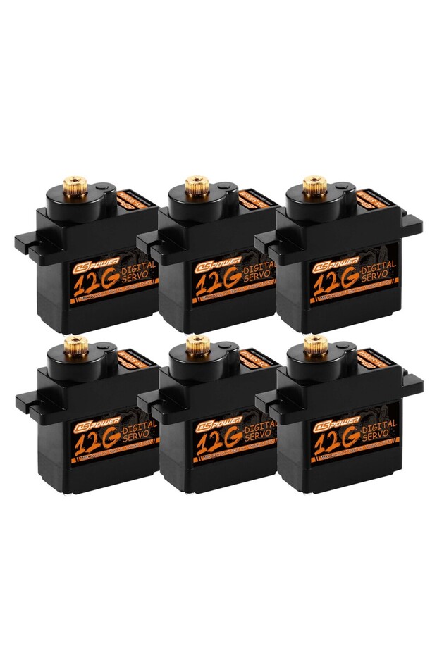 6PCS DSPOWER 9g 12g Micro Mini Metal Gear Digital Servo Motor for 450 Helicopter SCX24 RC Car WLtoys