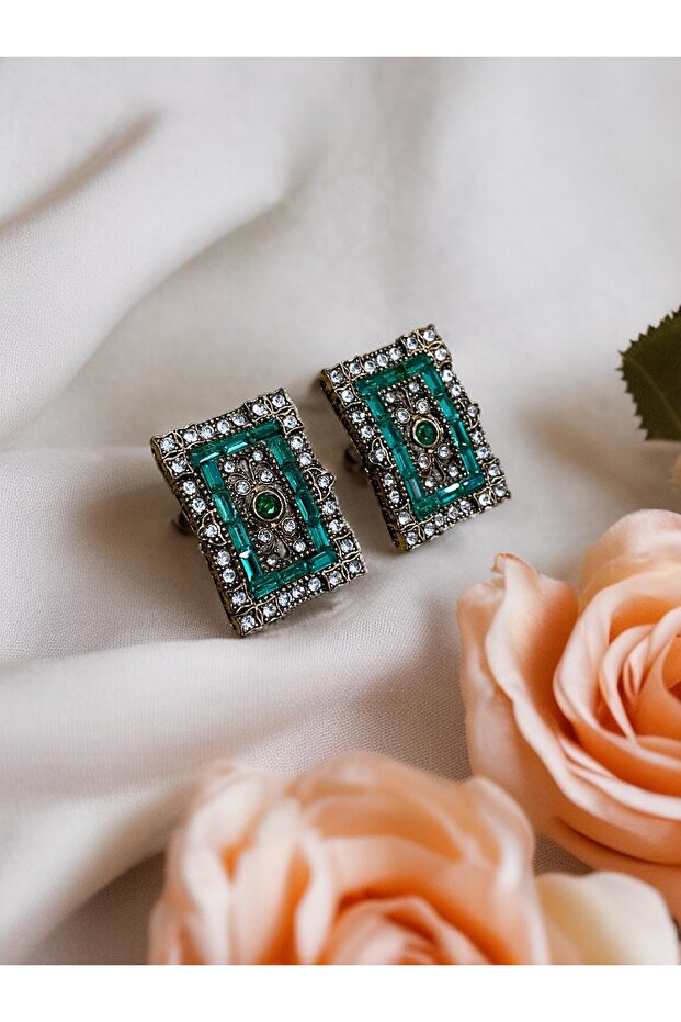 أقراط مستطيلة من حجر الزركون - 4