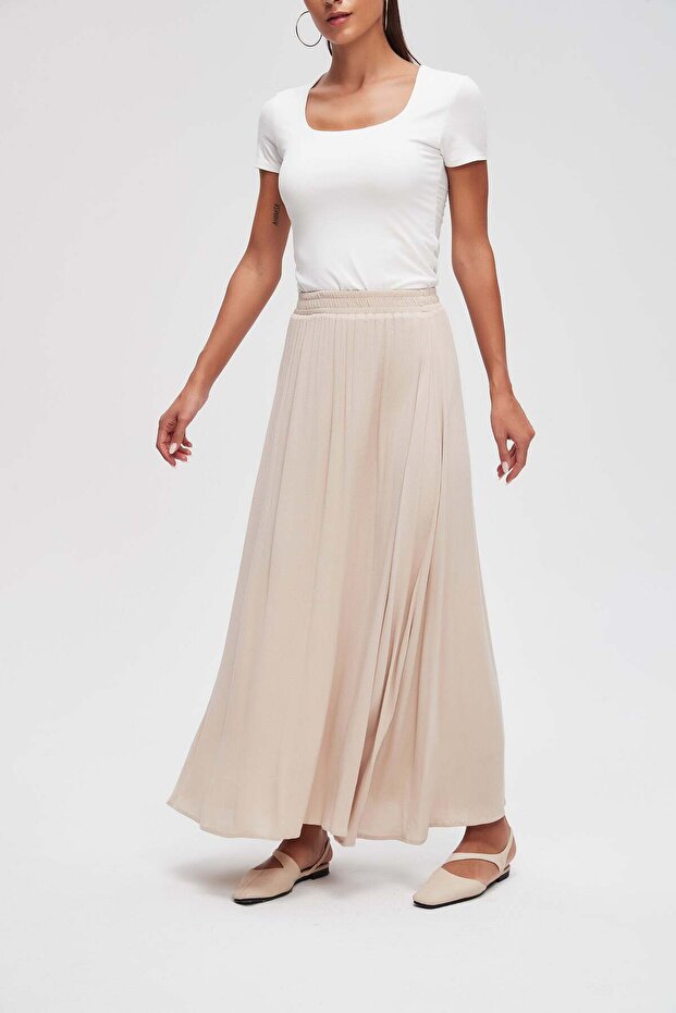 Solid Ruffled Maxi Skirt - 1