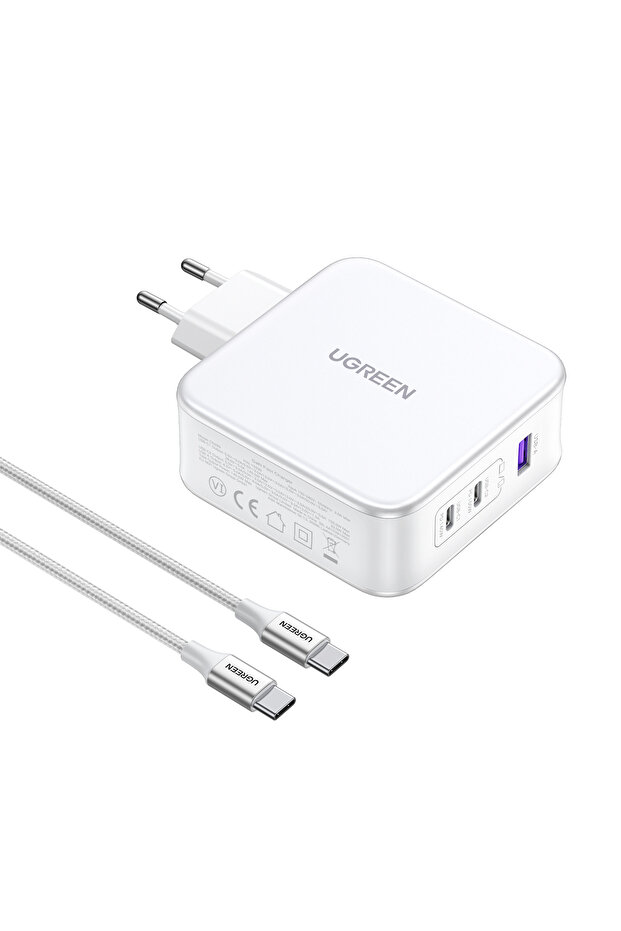 Incarcator de retea Ugreen Nexode CD289 GaN USB-A/2xUSB-C 140W + USB-C - cablu USB-C 1,5 m - alb - 2