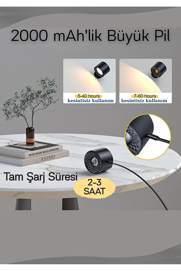 Mıknatıslı Uzaktan Kumandalı Çift Taraflı Duvar Aplik LED Aydınlatma 3 Renk USB Şarjlı - 7