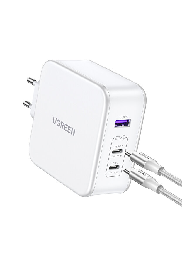 Incarcator de retea Ugreen Nexode CD289 GaN USB-A/2xUSB-C 140W + USB-C - cablu USB-C 1,5 m - alb - 4