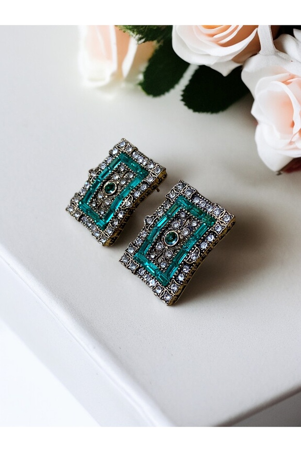 أقراط مستطيلة من حجر الزركون - 5