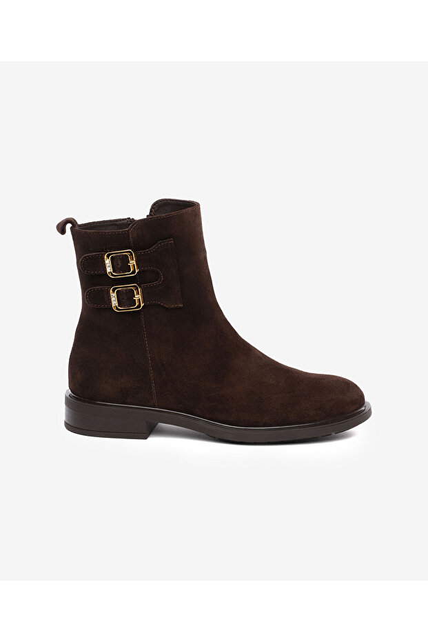 59300 Women's Genuine Leather Buckle Chic Boots