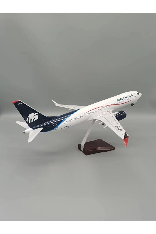 With lamp 47CM 1:85 Scale B737 Model AEROMEXICO Mexico Airline With Base Landing Gears Aircraft Resi