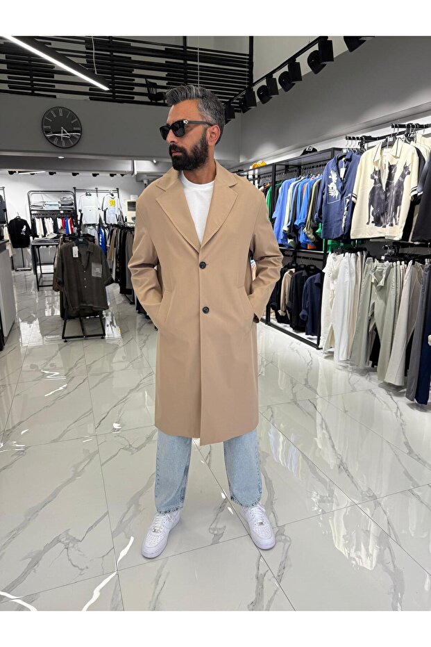 Tek Düğmeli Oversize Kalıp Trençkot - 2