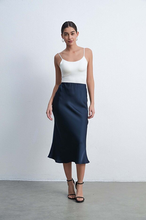 تنورة ميدي سادة مع كشكشة - 1